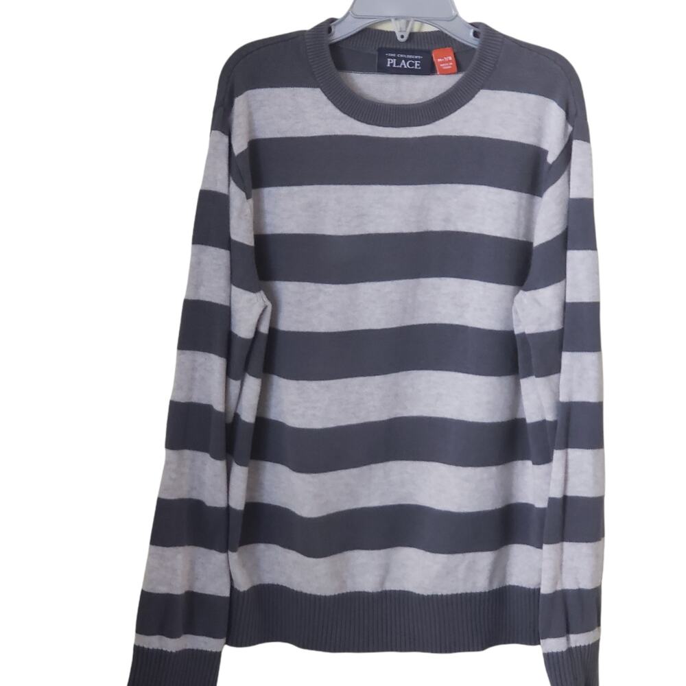 2 FOR $5 SALE Girl's Gray Striped Sweater Medium (7/8) - Picture 2 of 7